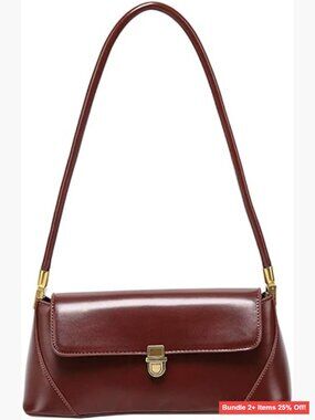 Small Leather Shoulder Bag Mini Tote Handbag with Buckle Closure